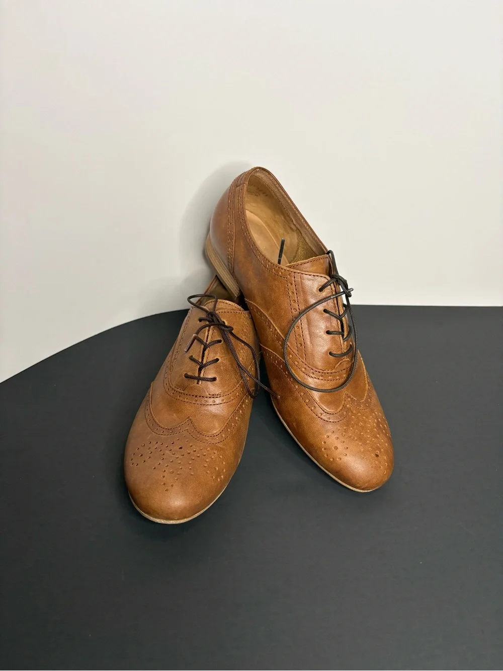 Gabor Tan Brown Kids Lace-Up Wingtip Dress Shoes